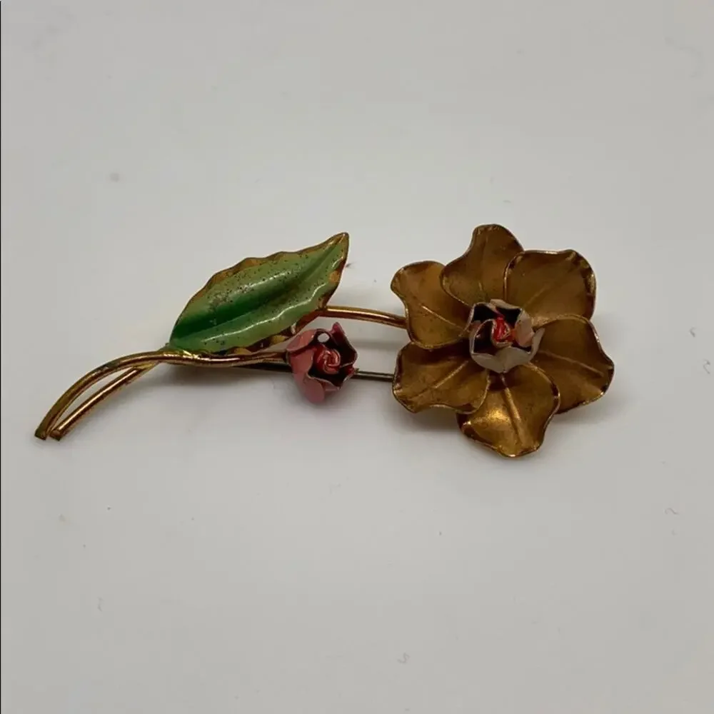 Vintage metal rose pin